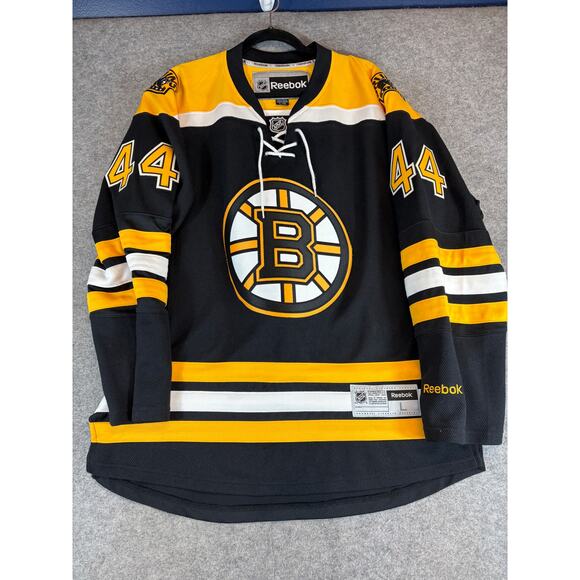 Boston Bruins NHL Hockey Reebok Jersey Dennis Seidenberg #44 Mens L Black Yellow - Picture 1 of 8